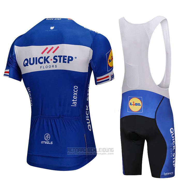 2018 Fahrradbekleidung UCI Weltmeister Quick Step Floors Blau Trikot Kurzarm und Tragerhose